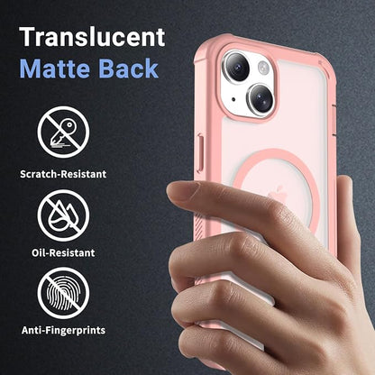 jaroco Magnetic for iPhone 13 Case, [Compatible with MagSafe][Military Grade Drop Protection][Heavy Duty Protection][Non-Slip][Shockproof] 2-Layer Durable Bumper Phone Case 6.1''-Pink