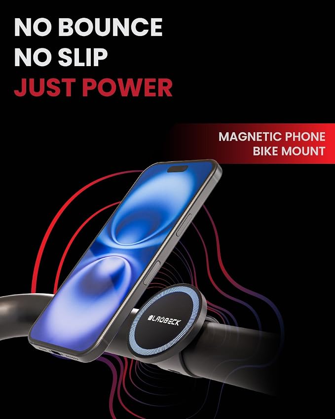 BLAUBECK Bike Mount Stroller Phone Holder for MagSafe - Universal Magnetic Phone Mount for Stroller, Treadmill, Golf Push Cart, Steering Wheel, Peloton Bike & Tread - Exercise Accessories for iPhone