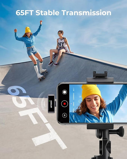 Wireless Lavalier Microphone for iPhone & Android, Mini Clip-On Lapel Mic with 25H Charging Case, AI Noise Reduction, 3 Voice Modes for Vlogging, TikTok & Live Streaming