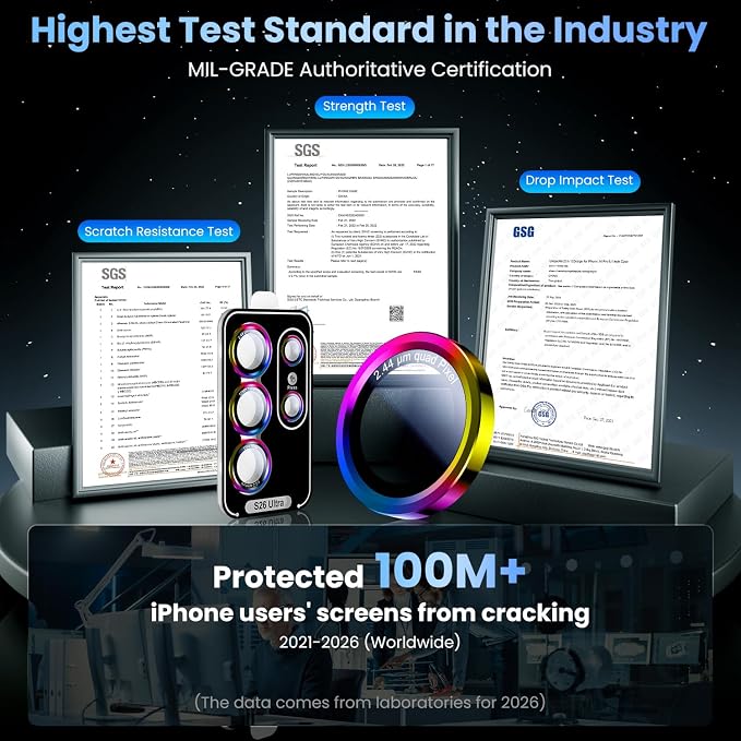 Uyiton for Samsung Galaxy S26 Ultra Camera Lens Protector - [Case-Friendly][Not Easy to Break][Ultra-Thin] Military-Grade Tempered Glass with Aluminum Metal Rear Camera Screen Cover - Colorful