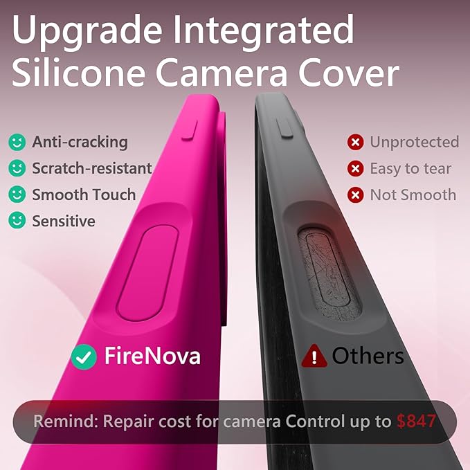 FireNova Magnetic for iPhone 17 Pro Case, Compatible with MagSafe, [Integrated Silicone Camera Control Button] [Camera Protection] Anti-Scratch Microfiber Lining Phone Case, 6.3", Hot Pink