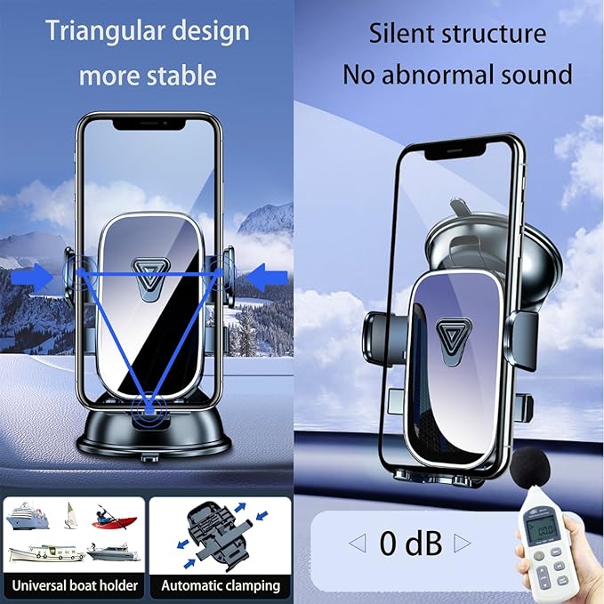 Boat Phone Mount, Suction Cup Boat Cell Phone Holder Marine Heavy Duty Dash Universal Desk Waterproof Boat Phone Holder for Boating Kayak Sailing Marine Marina for iOS Android Smartphone (2PCS)