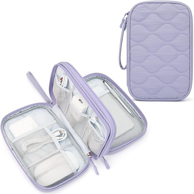 Skycase Tech Pouch - Lightweight Electronics Organizer Travel Case - Double Layers Cable Organizer - All-in-One Storage Bag for Charger, Cord, Phone, Flash Drive, Essentials - L