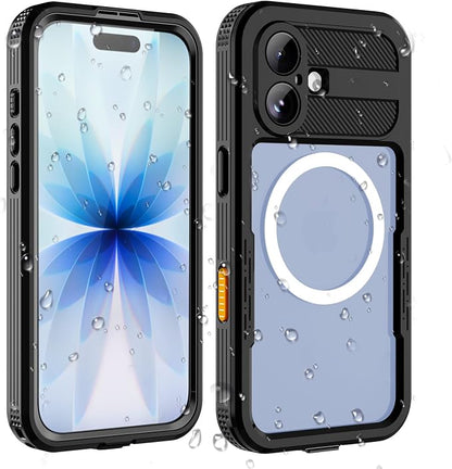 Waterproof Phone Case Compatible with iPhone 17, IP68 Waterproof Shockproof Dust-Proof Phone Case with Built in Screen Protector, Full Body Protective Case (Black, 17)