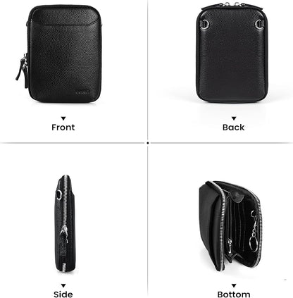 befen Genuine Leather Crossbody Cell Phone Purse for Women, Small Zip Around RFID Blocking Crossbody Wallet Bags