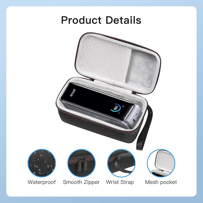 Carrying Case for Anker Prime Power Bank 300W 26,250mAh,Hard Shell Oxford Cloth Protective Carrying Case, Portable Travel Storage Bag for Anker Prime Power Bank,Shockproof,Black