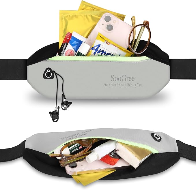 SooGree Slim Fanny Packs for Women Men,Waterproof Waist Pack with Reflective Strip Adjustable Strap,Running Belt for Sports Workout Cycling Hiking, Casual Hands-Free Wallets Phone Bag