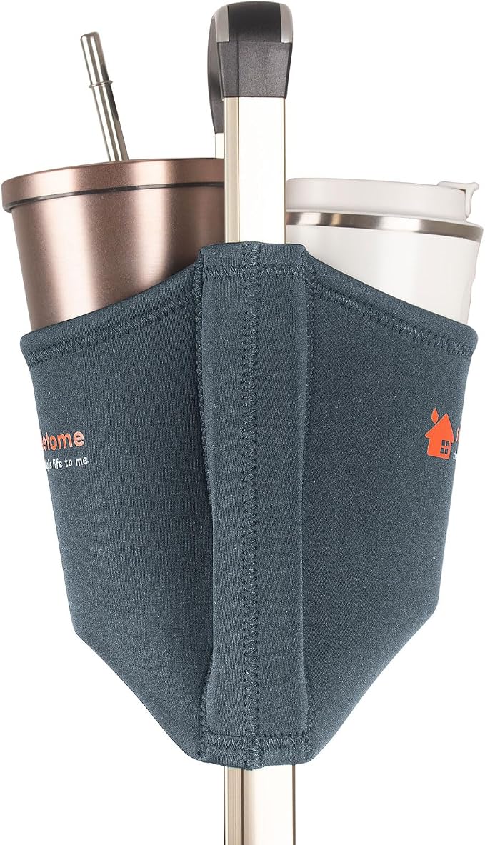 simpletome Luggage Travel Cup Holder Hands-Free Drink Caddy Attachment Drinks Carrier for Drink Beverages Coffee Mugs (Grey)