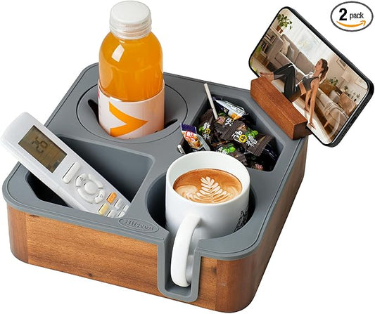 Acacia Wooden Couch Caddy Slotting (Grey)