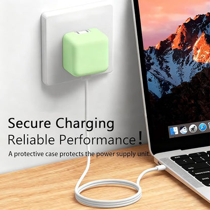 40W Soft Silicone Charger Sleeve Case Protective Cover for Apple 40W Power Adapter & 60W Max Charger, with iPhone 17/16/15, MacBook Air 13/13.6/15, Apple Watch Accessories. Green