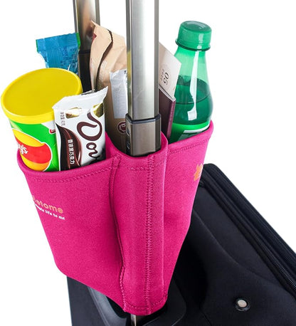 simpletome Luggage Travel Cup Holder Hands-Free Drink Caddy Attachment Drinks Carrier for Drink Beverages Coffee Mugs (Red)