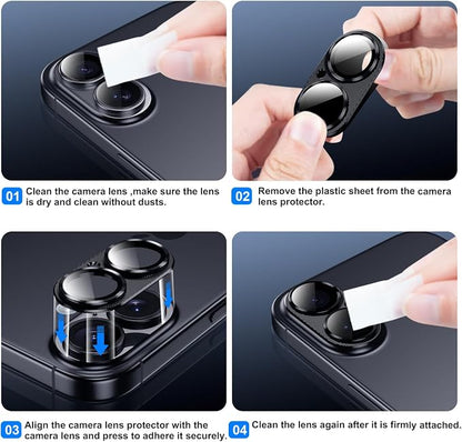 Korecase for iPhone 17/iPhone 16/iPhone 16 Plus Camera Lens Protector -[Strong Adsorption][Case Friendly] Metal Tempered Glass Rear Camera Cover,Blue