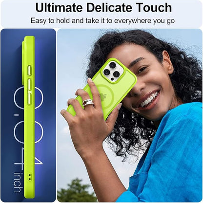 MOCCA Strong Magnetic for iPhone 16 Pro Phone Case, [Compatible with Magsafe][16FT Mil-Grade Drop Protection] Slim Thin Translucent Matte Protective Cover Case for iPhone 16 Pro Case,Fluorescent Green