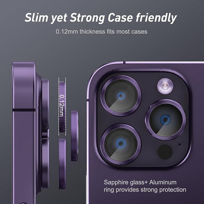 Jeluse Camera Lens Protector for iPhone 17 Pro Max/17 Pro/16 Pro Max/16 Pro/15 Pro Max/15 Pro/14 Pro Max/14 Pro, 9H Tempered Glass Screen Protector Cover Alignment Kit Metal Individual Ring