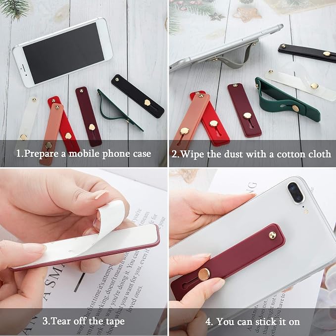 Weewooday 6 Pieces Phone Grip Holder Cell Phone Grip Strap Telescopic Finger Strap Stand Universal Finger Kickstand for Most Smartphones(Vintage Colors)