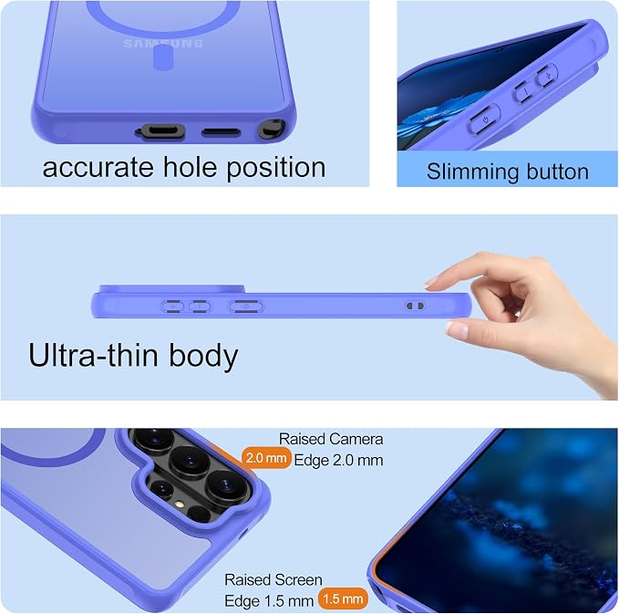 Compatible for Samsung Galaxy S26 Ultra Phone Case: S26 Ultra Case with 2PC HD Screen Protector, Wireless Charging Matte Translucent Soft-Touch & Full Body Shockproof para Case S26 Ultra,Sky Blue