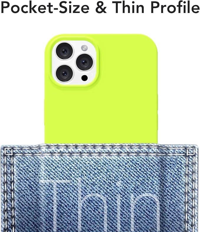 for iPhone 12/12 Pro Case Silicone Compatible with Magsafe Case, Ultra Slim Thin Magnetic Phone Cases Mag Safe, Cute Soft Rubber Gel Matte Plain Wireless Charging Cover for Women, Neon Green