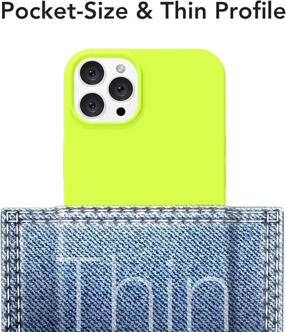 for iPhone 12/12 Pro Case Silicone Compatible with Magsafe Case, Ultra Slim Thin Magnetic Phone Cases Mag Safe, Cute Soft Rubber Gel Matte Plain Wireless Charging Cover for Women, Neon Green