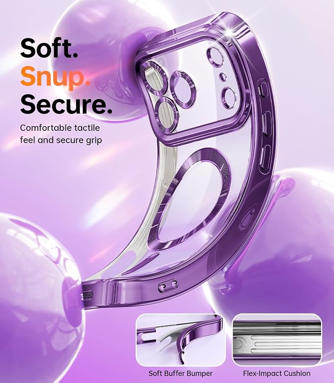 Meifigno Designed for iPhone 17 Pro Magnetic Case with Removable Phone Ring Stand, [Glitter Card & Wrist Strap] [MagSafe Compatible] [Built-in Mirror] Phone Ring Stand + Phone Case Kit, Purple