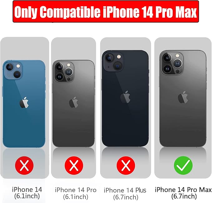Battery Case for iPhone 14 Pro Max, 12000mAh High Capacity Smart Portable Charger Case Rechargeable Battery Pack Charging Case with Wireless Charging Compatible with iPhone 14 Pro Max (6.7 inch)-Black