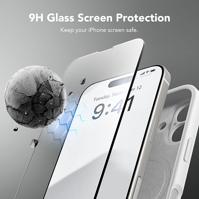 Magnetic for iPhone 16 Plus Case, Compatible with MagSafe, [Full Camera Protection][Screen Protector] Silicone Shockproof Protective Phone Case for iPhone 16 Plus 6.7", White