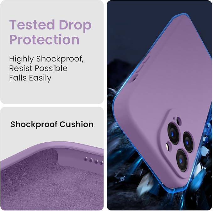 FireNova Designed for iPhone 14 Pro Case, Silicone Upgraded [Camera Protection] Phone Case, Soft Anti-Scratch Microfiber Lining Inside, 6.1 inch, Light Purple