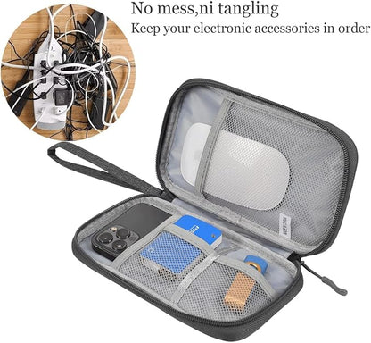 CAAORDKSO Electronic Organizer Travel USB Cable Accessories Case Bag, Waterproof Electronics Accessories Bag Organizer Case for USB, Cable, Cord, Charger, Phone, Power Bank, Earphone (Dark Gray)