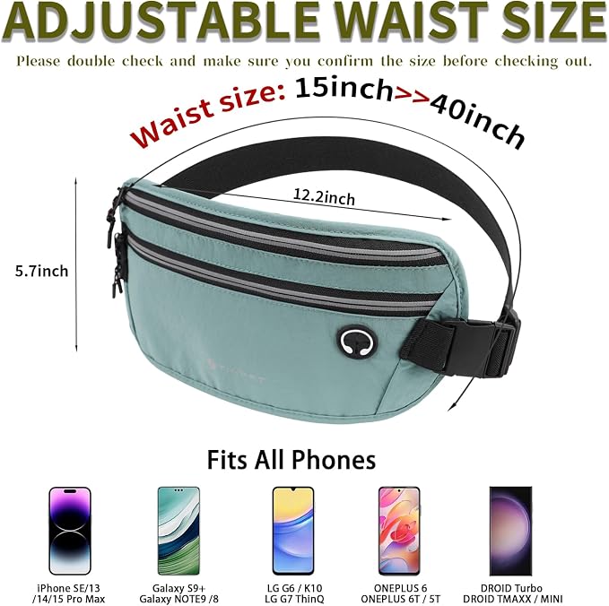 Slim Running Belt for Women Men Runners Fanny Packs With Phone Holder Hidden Pockets Exercise Waist Bag for Marathon Workout