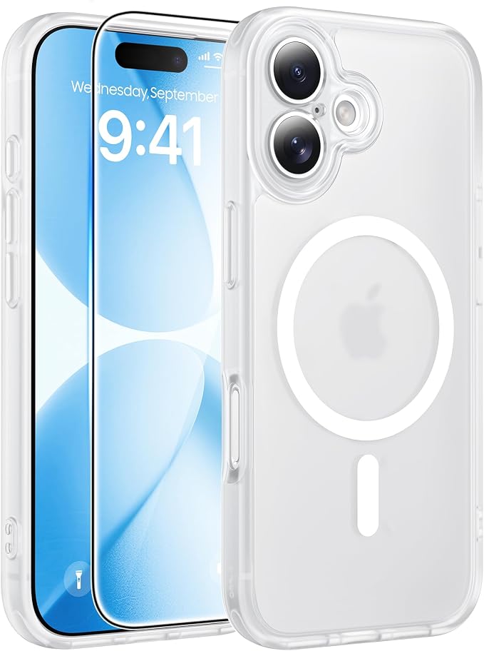 FNTCASE for iPhone 17 Case: [Compatible with Magsafe] Translucent Matte Cases with [Full Camera Protection] [Screen Protector] Military Grade Shockproof Protective Phone Cover - White