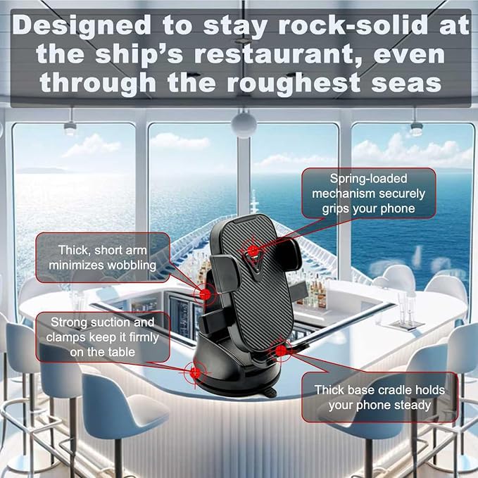 Boat Phone Holder, Suction Cup Boat Cell Phone Mount Marine Dashboard Universal Desk Waterproof Heavy Duty Holder for Boating Kayak Sailing Marine Marina for iPhone Samsung Google All Smartphones