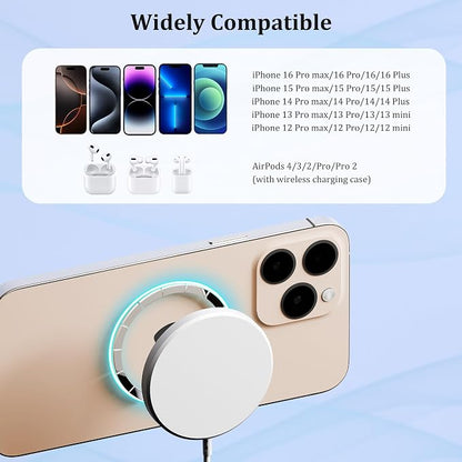 10FT Wireless Charger,[Apple MFi Certified] Magnetic iPhone Charger, 2Pack Fast Mag-Safe Charging iPhone Wireless Charger, Long Pad for iPhone 17 Pro Max/Air/17e/16e/16Pro/15/14/13/12/AirPods4/3/Pro3