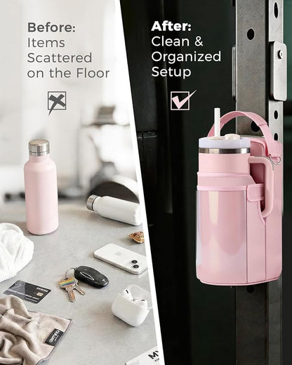 GLORIEROO Magnetic Gym Bag for Women - Water Bottle Holder Bag Carrier - Gym Workout Accessories Essentials Gifts for Women | 4 Built-in Magnets, Touchscreen Pocket, Fits 40oz Tumbler, Shoulder Strap