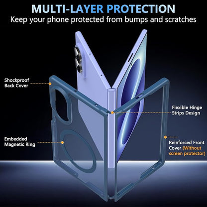 Hensinple Magnetic for Z Fold 8 Case, Samsung Galaxy Z Fold 8 Case[Fit for Mag-Safe ] Translucent Matte Military Grade Rugged Protection Shockproof Protective Hard Phone Cases, Blue