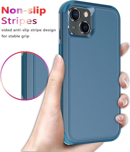 Diverbox for iPhone 13 Case [Shockproof] [Dropproof] [Tempered Glass Screen Protector + Camera Lens Protector],Heavy Duty Protection Phone Case Cover for Apple iPhone 13 (Blue)