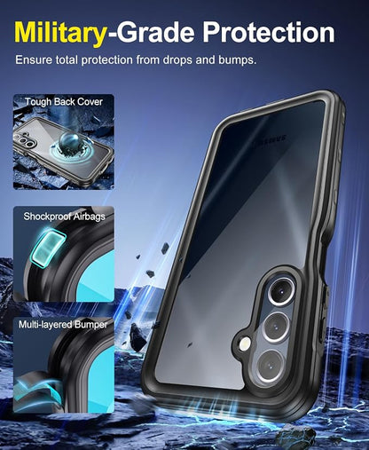 Beasyjoy for Samsung Galaxy A15 5G Case Waterproof, IP68 Underwater with Built-in Screen Protector, Full Body Military Grade Shockproof Dustproof Protective Rugged Cover, Black