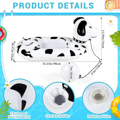 FillTouch Floating Drink Holder for Pool, Floating Cabana Bar, Hot Tub Drink Holder for Adults, Inflatable Pool Accessories(Dog)