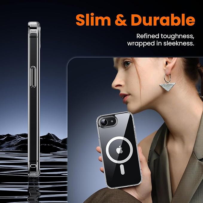3 in 1 for iPhone 16E Case Clear/iPhone 17E Case, Not Yellowing, Screen Protector*2, Military-Grade Protection for iPhone 16e & 17e Case 6.1 inch Clear