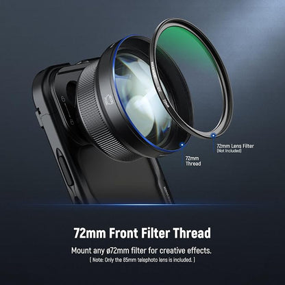 NEEWER HD 85MM Telephoto Phone Lens Only for 17mm Thread Backplate, 2.5X Magnification Compatible with SmallRig NEEWER iPhone Samsung Phone Cage Case with 17mm Lens Adapter, LS-59