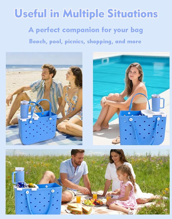Top Cup Phone Holder Tray Storage Lid for Stanley Compatible with Bogg Bag XL Cover, Cup Organizer Holder Waterproof Silicone Multifunctional Storage Box for Outdoor Beath Camping Travel (Gray, L)