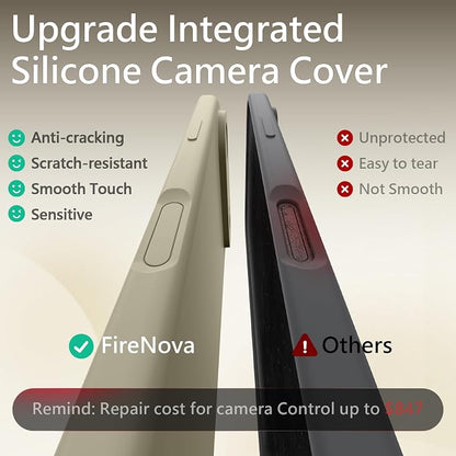 FireNova Magnetic for iPhone Air Case, Compatible with MagSafe, [Integrated Silicone Camera Control Button] [Camera Protection] Microfiber Lining Phone Case for iPhone 17 Air, 6.5", Khaki