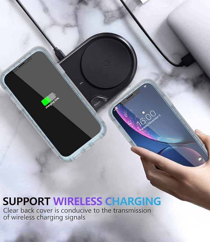 Diverbox for iPhone XR Case [Tempered Glass Screen Protector] [Shockproof] [Dropproof] Heavy Duty Protection Phone Case Cover for Apple iPhone XR Clear