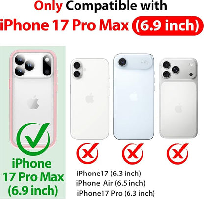 SPORTLINK for Waterproof iPhone 17 Pro Max Case - Built in Screen Protector/Full Body Dustproof/Shockproof/Dropproof/IP68 Underwater for iPhone 17 Pro Max Case 6.9 inch Pink/Frosted Clear