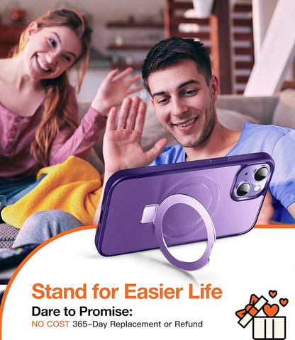 Chicfun 3-in-1 [Magnetic+Kickstand+Ring Holder] for iPhone 15 Case Stand Ring Holder Compatible with MagSafe, Magnetic Military Shockproof Protective iPhone 15 Phone Case Kickstand Cover Purple