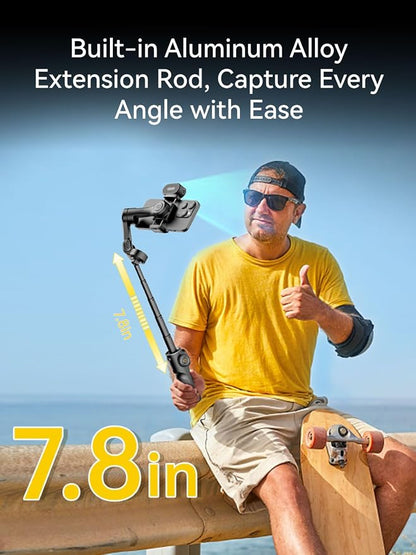 AOCHUAN Gimbal Stabilizer for iPhone with AI Tracking Sensor, Elevate Your Filming w/7.8" Extension Rod and OLED Screen for iPhone Gimbal, Gimbal w/8.0 Stability for Sports Shooting-Smart X2 AI Black