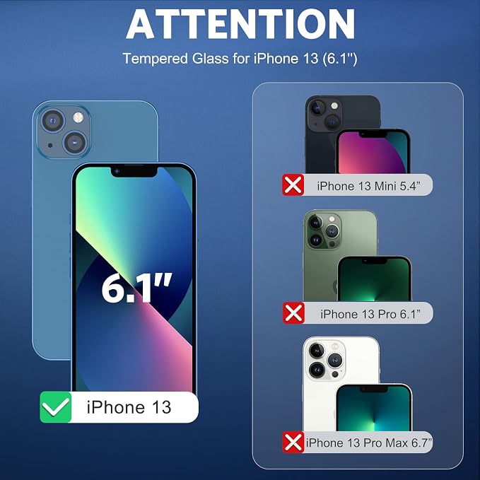 OMOTON Screen Protector and Camera Lens Protector for iPhone 13 with Frame Installation Aid