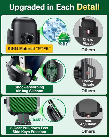VANMASS Phone Holders for Your Car 2026 Ultimate Phone Mount Military-Grade Windshield Dashboard Vent【Newest Best Strongest】 Cell Phone Car Mount for iPhone 16 Pro Max 15 Samsung Android,Green
