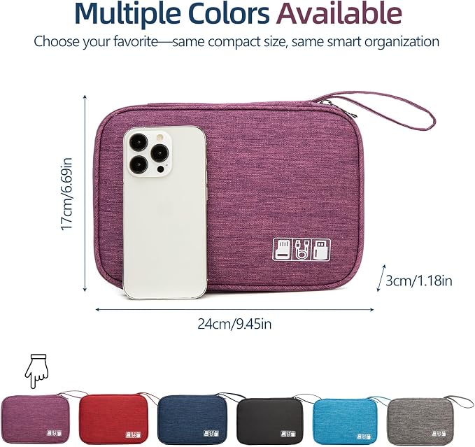 Cord Organizer Travel Case, Cable Organizer Bag for Chargers, USB Cables, Power Bank & Electronics Accessories, Portable Tech Organizer Pouch with Mesh Pockets, Water Resistant Travel Gear Bag