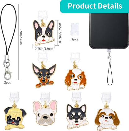 7-10Pcs Dust Plug Charm Type C with Alloy Pendants Cute Cell Phone Charms for Most Type C Phone,Readers Device