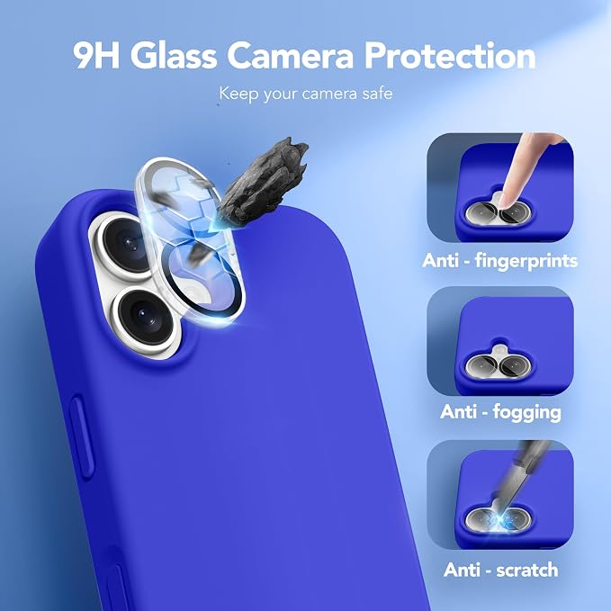 GONEZ Magnetic for iPhone 17 Case, Compatible with MagSafe, [Screen Protector + Camera Lens Protector], Liquid Silicone Anti-Scratch Shockproof Protective Phone Case 6.3 inch, Cobalt Blue