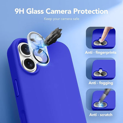 GONEZ Magnetic for iPhone 17 Case, Compatible with MagSafe, [Screen Protector + Camera Lens Protector], Liquid Silicone Anti-Scratch Shockproof Protective Phone Case 6.3 inch, Cobalt Blue